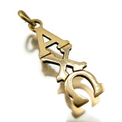 $58 • Buy 14k Alpha Chi Omega Sorority Fraternity Charm Vintage Gold Pendant