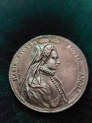 Antique Mary Queen Of Scots Commemorative Medallion  7cm Very Rare  White Metal • £7.50