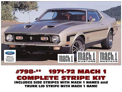 798 - 1971 1972 FORD MUSTANG - MACH 1 COMPLETE STRIPE KIT And NAMES - 3 COLORS • $154.95