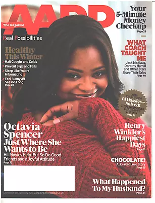 AARP Magazine December 2017 January 2018 Octavia Spencer Winter Health Chocolate • $9.99