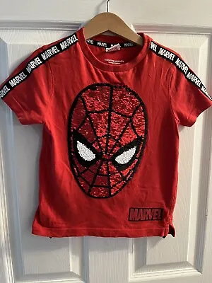 Boys Spider-Man T-shirt Age 4-5 Years Sequin Venom • £3