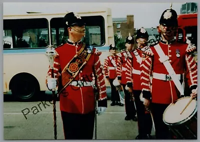 Military Photograph Queens Lancashire Regiment Bandsmen Drum Major With Drummers • £3.50