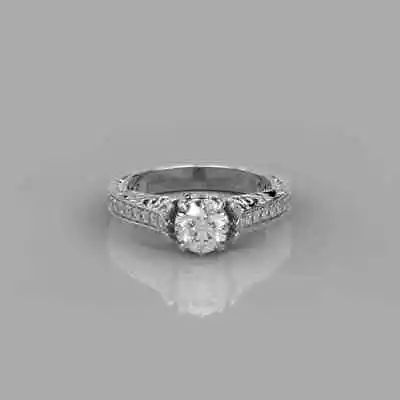 Womens 1.20 CT Round Cut Moissanite Vintage Engagement Ring 925 Sterling Silver • $90.27