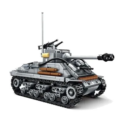 Military US Sherman M4 Tank Building Blocks WW2 Tank City Soldier Weapon Action • $59.30