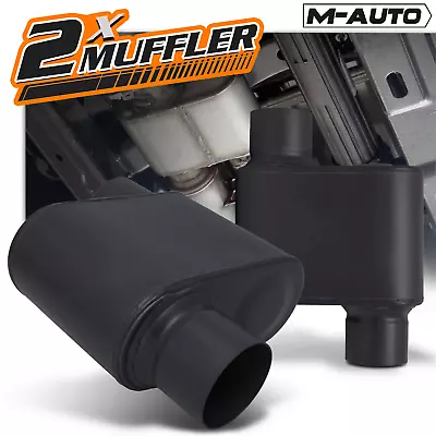 Set Of 2 Black 3  Offset Inlet/Outlet Race Performance Chambered Exhaust Muffler • $72.99