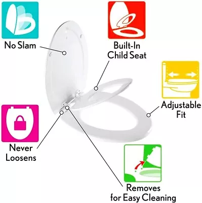 1888SLOW 000 NextStep2 Toilet Seat W/Built-In Potty Training Seat Elongated • $10.99