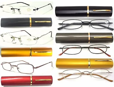 £3.89 • Buy Easy Carry Tube Case Metal Reading Glasses Thin&Lightweight Flexible Arms Design