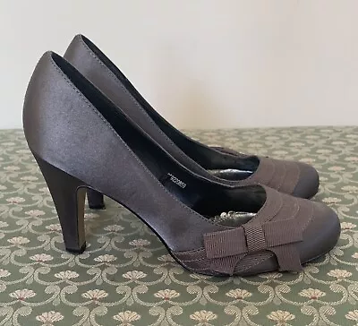 £6.50 • Buy Red Herring Taupe Brown Satin Stiletto Heel Shoes Slip On UK 4 Eu 37 Party Bows