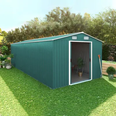 £249.95 • Buy Patio Garden Shed 6/8/10FT Roofed Tool Metal Storage Sheds Free Foundation Base