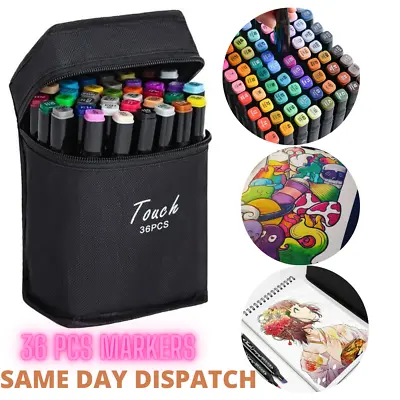 £11.95 • Buy 36 PCS Colour Brush Pens Set Dual Tips Soft Fine Art Markers Drawing Water Color