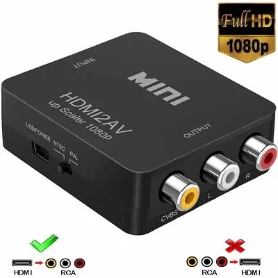 Mini HDMI To RCA Converter Device Mini Composite AV Upscale Adapter 1080P HD  • $14.80