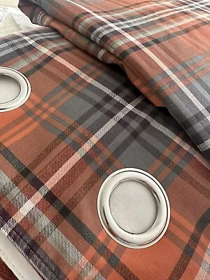 £4.99 • Buy Next Curtains Check Grey Orange Eyelet 53” X 72”
