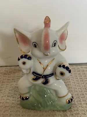 Vtg Porcelain Elephant Karate Piggy Bank Porcelain • $10
