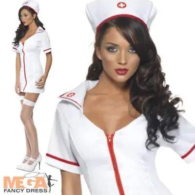 Sexy Nurse & Hat Ladies Fancy Dress ER Uniform Womens Adult Costume Outfit New • £12.99