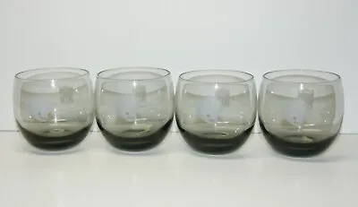 4 Vintage 1960 Cleveland Browns Glasses NFL Roly Poly Tumblers Rocks Shell Oil • $15