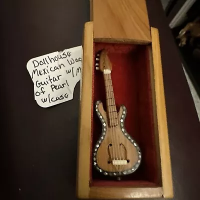 Dollhouse Miniature Wood Guitar W/ Mother Of Pearl Inlay • $35