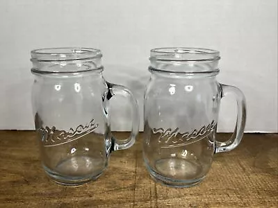 2 Mason Pint Drinking Jar Regular Mouth With Handle Set Of 2 • $18.99