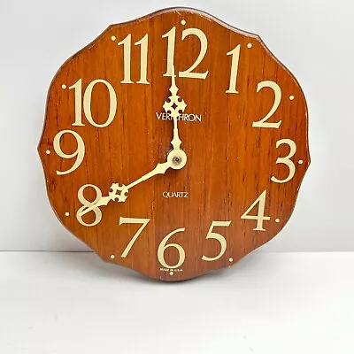 Vintage Verichron Quartz 8  Wood Wall Clock - Working • $28.95