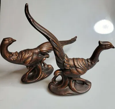 $8.51 • Buy Vintage Ceramic Peacock & Peahen Figurines (roadrunner) (12” Long) Bronze Look
