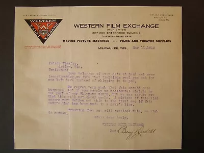 Vtg Movie Letterhead Western Film 1910  Edison Reel Did Not Ship Accidental  • $30