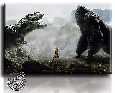 Wall Art Canvas Picture Print Of  King Kong & Godzilla Framed  Ready To Hang • £13.99