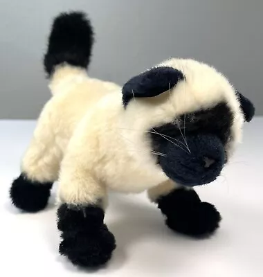 MY TWINN Poseable Pets 12  Ivory/Black Plush Stuffed Realistic SIAMESE CAT Toy • $34.99