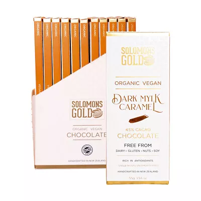 ^ Solomons Gold Organic Vegan Dark Mylk Caramel Chocolate 55g X 12 Bars • $77.62