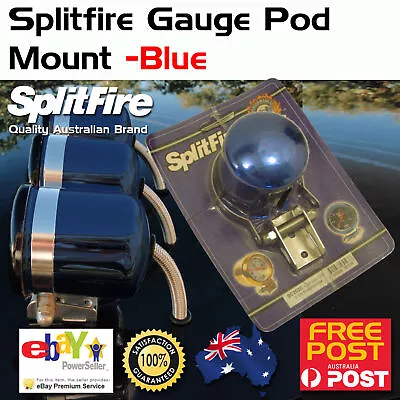 New Splitfire Gauge Cup Pod Mount 2 5/8  Blue Anodised Suit Electric Gauges • $25.87