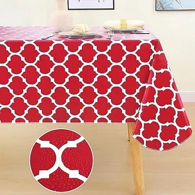  Rectangle Table Cloth Waterproof Vinyl Tablecloth With Flannel 60 X102  Red • $28.47