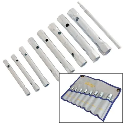 8PC TUBULAR BOX SPANNER BACK NUT TAP WRENCH SET MONOBLOC 6-22mm WITH TORQUE BAR • £9.99