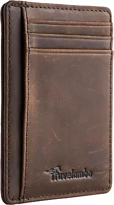 Front Pocket Minimalist Leather Slim Wallet RFID Blocking Medium Size • $19.73