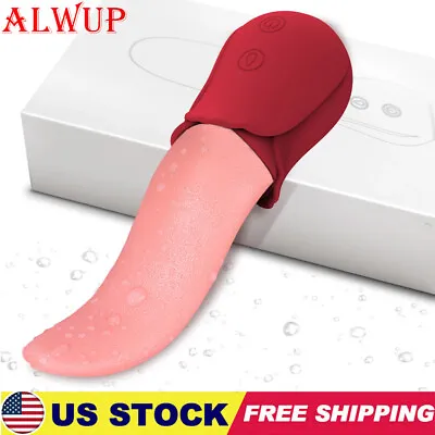 Waterproof Tongue Oral Clit Licking Rose Vibrator G-Spot Dildo Sex Toy For Women • $13.95
