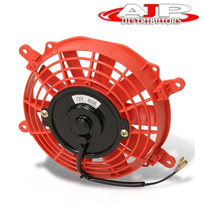 $29.99 • Buy 7  12V 2250RPM Red Electric Engine Motor Intercooler Radiator Fan Kit Universal