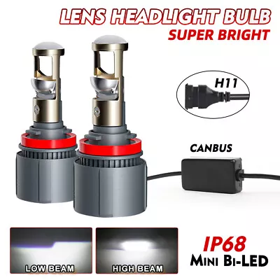 2pc H8/H9/H11 Mini Bi-LED Projector LED Headlight Kit Low Beam Bulb Super Bright • $47.99