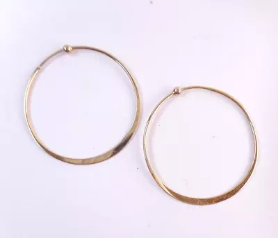 1.3g Vtg Signed NABCO 14k Solid Yellow Gold Round Hoop Earrings Thin 1-1/8  Dia • $70