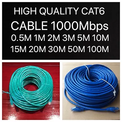Premium 100M/1000Mbps CAT6 10M/20M/30M/50M Ethernet Rj45 Utp Lan Cable Network • $2.17