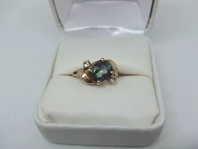 10k Yellow Gold Mystic Topaz Rig Size 5.5 • $129