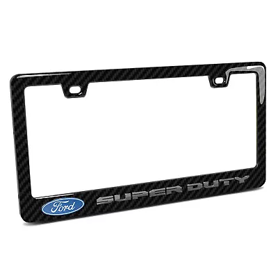 Ford Super-Duty In 3D Black On Real Carbon Fiber ABS Plastic License Plate Frame • $48.99