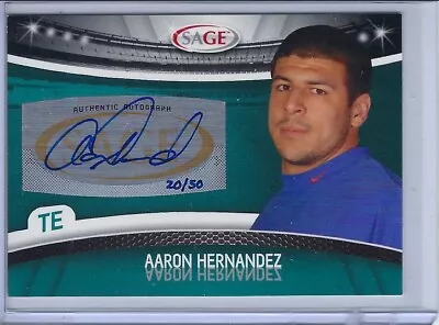 2010 SAGE Aaron Hernandez Autograph Platinum Auto Serial Numbered 20 Of 50 • $40