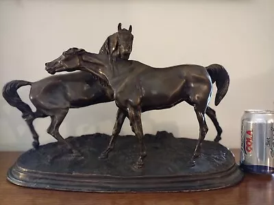 Pierre Jules Mene Bronze  L'Accolade  Statue Of 2 Horses • $2936.36