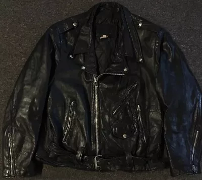 Vtg 60s 70s Leather Motorcycle Jacket 48 USA Scovill Zip Biker Grunge Punk Cafe • $199.95