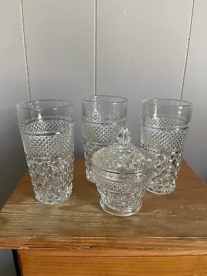 3 Vintage Wexford Water Glasses And Matching Sugar Dish With Lid • $29