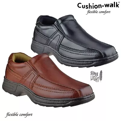 Mens Cushion Walk Lightweight Wide Fit Slip On Casual Walking Boat Driving Shoes • £19.99