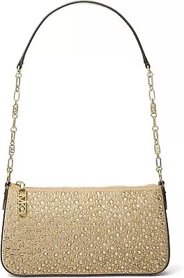 Michael Kors Women Empire-Md Chain Pouchette Leather Bag 740-Pale Gold OS • $75