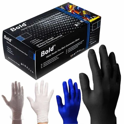 £4.99 • Buy Aurelia Bold Black Disposable Blue Clear Gloves Nitrile Vinyl Latex Food Medical