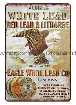 EAGLE WHITE LEAD PAINT CINCINNATI OHIO Metal Tin Sign Bedroom Inspiration • $18.96