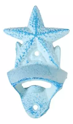 Set Of 2 Cast Iron Rustic Beach Blue Marine Sea Star Starfish Wall Bottle Opener • $19.99