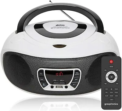 Stereo BoomBox CD Player MP3 Player FM Radio Remote Control USB GTCDR-501 White • £27.95