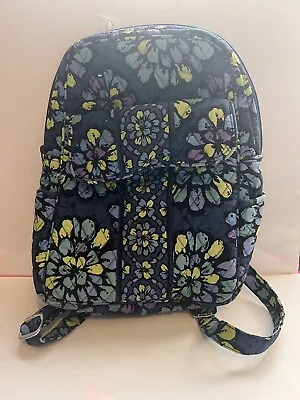 Vera Bradley Indigo Pop Floral Backpack Bookbag Blue Yellow Green Retired • $28