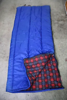 Vintage Coleman Blue Flannel Lined Sleeping Bag Camping Hiking Hunting Made USA • $38.99